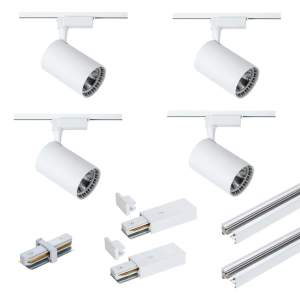 DPM Zestaw systemu szynowego z 4 reflektorami LED biały 15W 1250 lm 4000K X-LINE