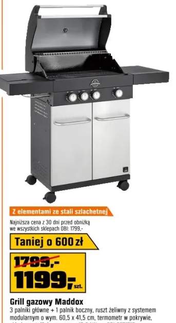 Jamestown Grill gazowy MADDOX 3+1-palnikowy 13,5 kW
