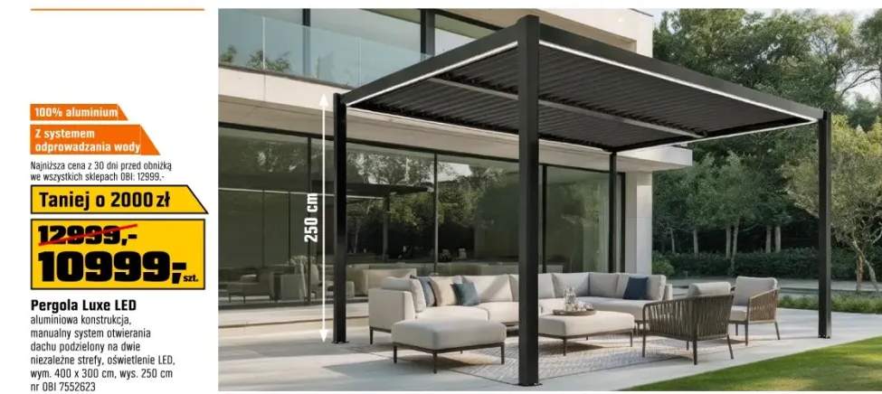 Pergola LUXE LED antracyt - 3 x 4 x 2,5 m
