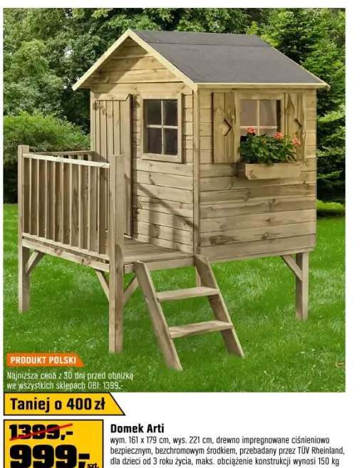 Domek ogrodowy dla dzieci Arti - 161 cm x 179 cm, wys. 221 cm
