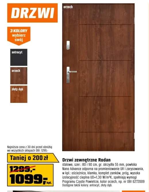 Pantor Drzwi zewnętrzne Rodan orzech 90P