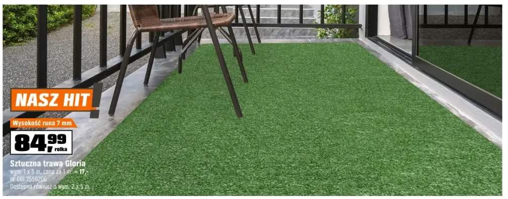 Multidecor Sztuczna trawa w rolce 1 x 5 m wys. 7 mm