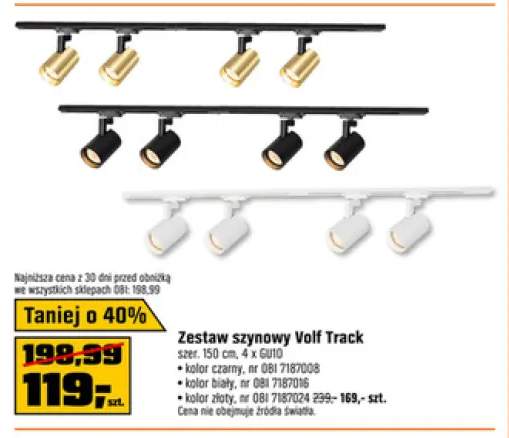 Zestaw szynowy Volf Track szer. 150cm 4 x GU10 kolor biały