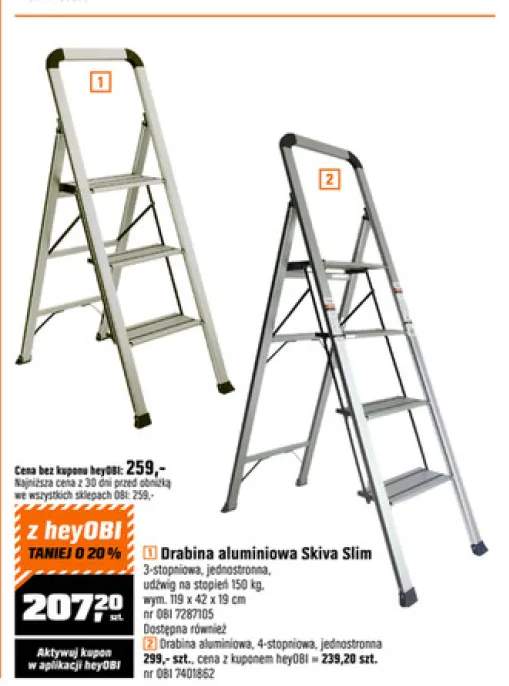 Drabina aluminiowa 4-stopniowa jednostronna