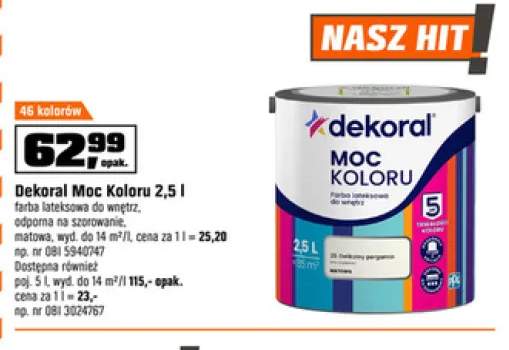 Farba lateksowa do wnętrz Dekoral Moc Koloru 5l