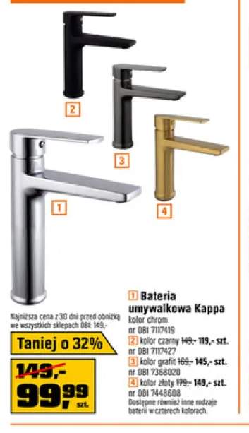 Bateria umywalkowa Kappa kolor grafit