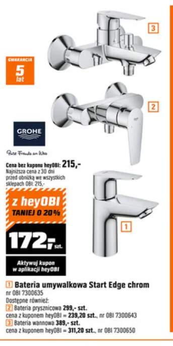 Bateria umywalkowa Start Edge chrom GROHE