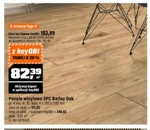 Panele winylowe SPC Barley Oak gr. 4mm, kl. 32, wym. 4x295x1280mm