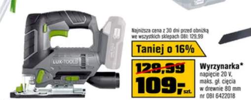 Wyrzynarka LUX-TOOLS napięcie 20V maks. gł. cięcia w drewnie 80mm