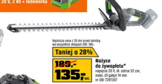 Nożyce do żywopłotu LUX-TOOLS napięcie 20V dł. ostrza 52cm maks. Ø gałęzi 14mm