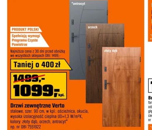 Didors Drzwi zewnętrzne stalowe Verto antracyt 80P