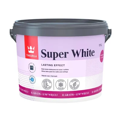 Farba Tikkurila Super White biała 10L + 1L gratis
