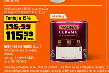Farba ceramiczna do wnętrz matowa Magnat Ceramic 2,5 l