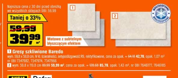 Gres szkliwiony Baredo 59,8x119,8 cm +1 wariant