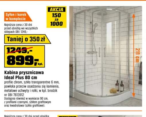 Kabina prysznicowa Ideal Plus 80 cm